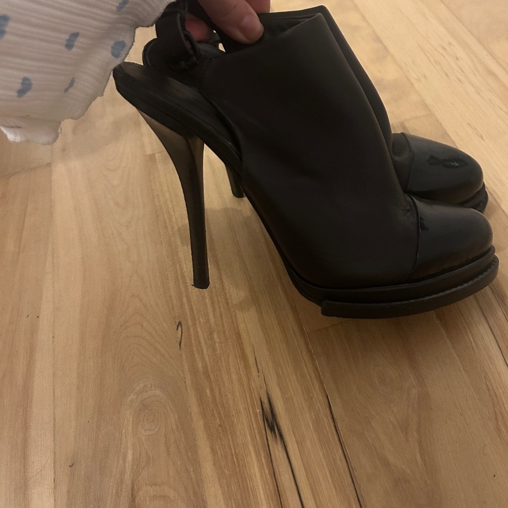 Alexander Wang Black Leather High Heel Slingback Booties